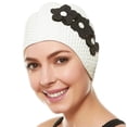 thumbnail image 1 of Beemo Swim Bathing Caps for Women & Girls - Retro Style Latex Bubble Crepe Swimming Hat with Tripple Flowers for Long/Short Hair, 1 of 4