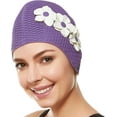 thumbnail image 1 of Beemo Swim Bathing Caps for Women Latex Swim Hat - Lavender with White Flowers, 1 of 4