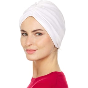Beemo Women's Cancer Turban - Gathered Hair Wrap Hats for Adult Female - White