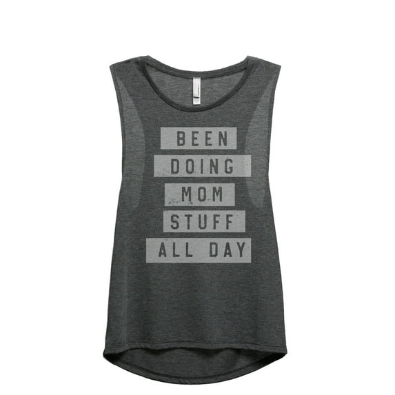 Been Doing Mom Stuff All Day Women's Fashion Sleeveless Muscle Workout Yoga Tank Top Charcoal Grey Medium