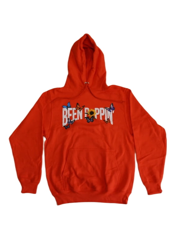 Been Poppin' Women's Graphic Print Orange Hoodie (Large)