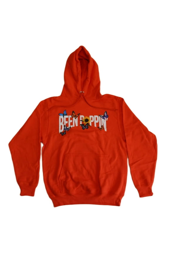 Been Poppin' Women's Graphic Print Orange Hoodie (Medium)