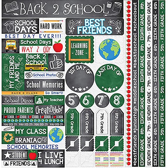 Been Schooled Variety Stickers 12"X12", 5th-8th Grade