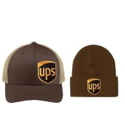 Beenie and Brown United Parcel Service Official Style Color Embroidered Patch Side Snapback Khaki Brown Baseball Cap Hat