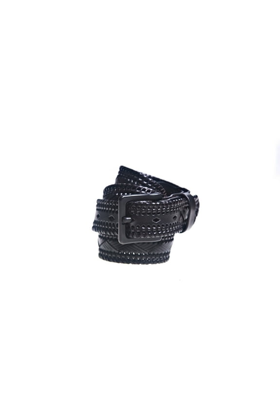 ® 1 3/8" Black Braided Leather Belt | Size 38-40 | Airport Security Checkpoint Friendly | Metal Free | Nickel Free | Hypoallergenic | TSA-Friendly | Metal Detection Friendly