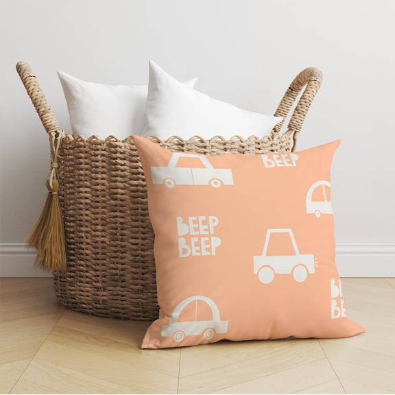Beep Peach Throw Pillow