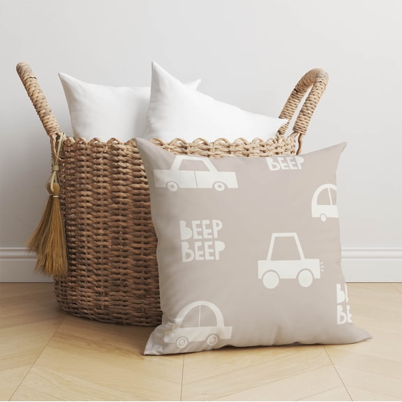 Beep Taupe Throw Pillow