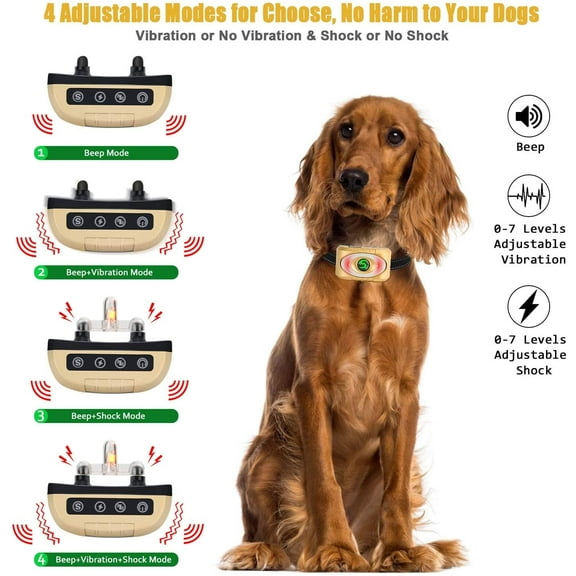 Beep Vibration Waterproof Dog Stop Bark Collar 1PK & 2PK