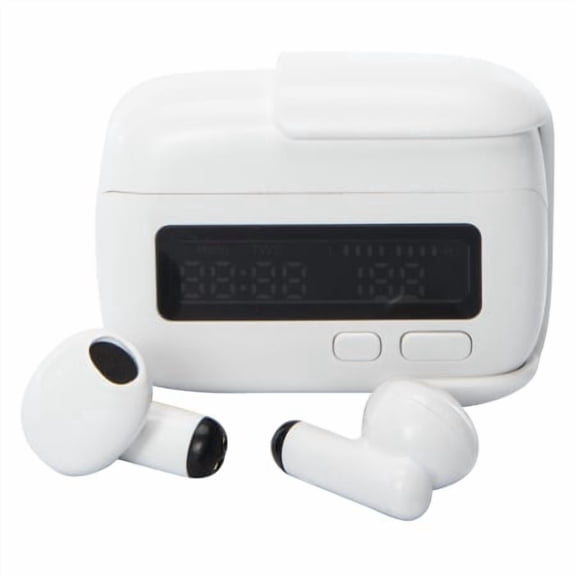 Beeper True Wireless Earbuds with Digital Display Charging Case White
