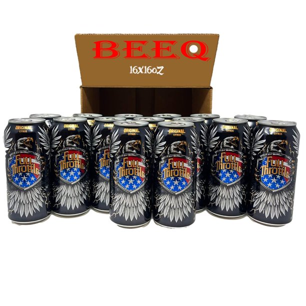 Beeq Full Throttle Energy Drink,Original Citrus, 16 Fl Oz Can,Pack Of