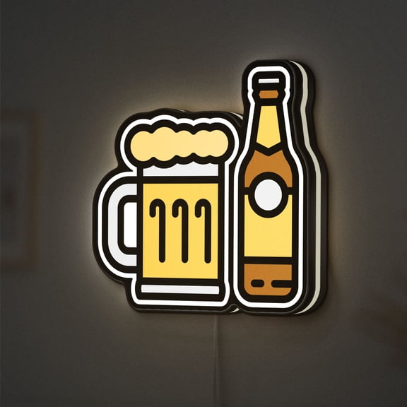 Beer 3D Novelty Light Box, Bar Display Sign, Drink Decor, Ideal for Men and Pub Owners (Width 16 inch, 40cm)