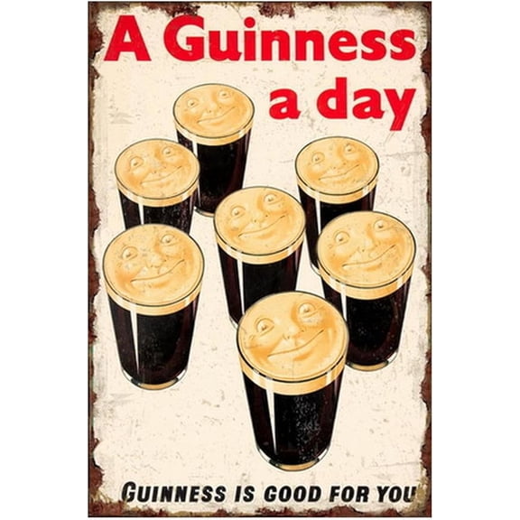 Beer 8 x 12 in Metal Tin Sign - Metal Poster Vintage Wall Decor, Beer is Good for You, for Pub Restaurants Cafe Club Plaque Man Cave