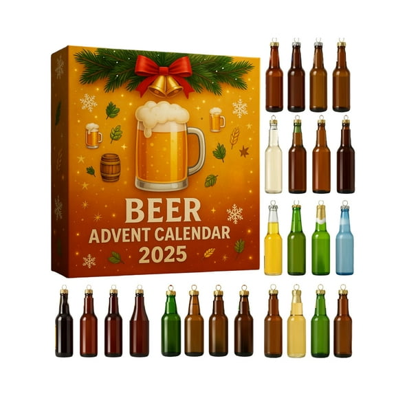 Beer Advent Calendar, 2D Flat Design with Airplane Box and 24 Pieces, Christmas Countdown Blind Box for Adults, Holiday Decor and Gifts for Beer Lovers, Christmas Advent Calendars-as shown