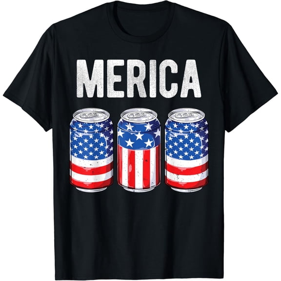 Beer American Flag 4th Of July Merica USA Men Women Drinking T-Shirt