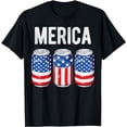 thumbnail image 1 of Beer American Flag 4th Of July Merica USA Men Women Drinking T-Shirt, 1 of 5
