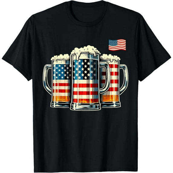 Beer American Flag T-Shirt Tee
