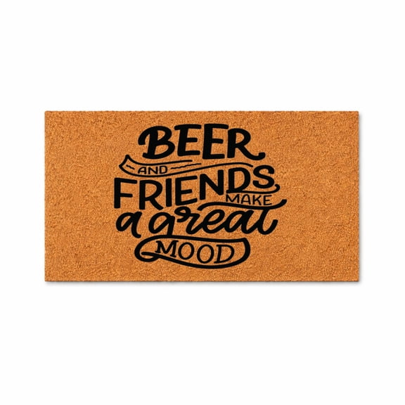 Beer And Friends Make A Great Mood Doormat, Funny Welcome Door Mat For Entryway Porch Patio Outdoor Indoor (16x24 inches) WoodByStu 4198