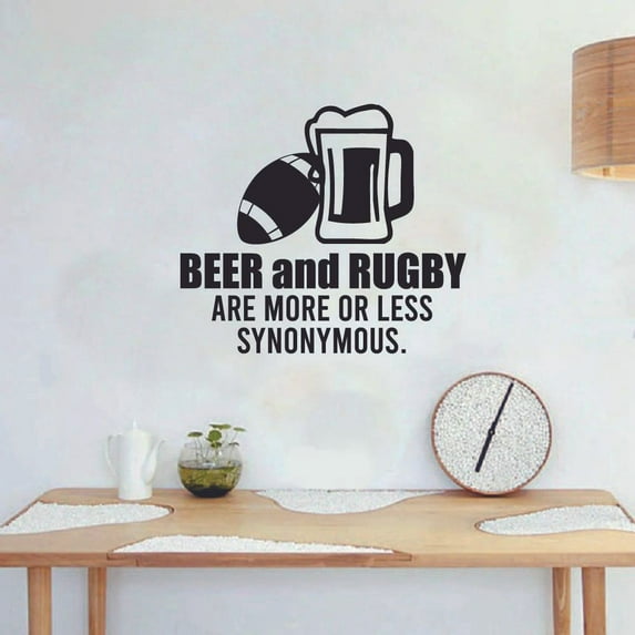 Beer And Rugby Are More Or Less Synonymous Quotes Rugby Player Sport Sports Wall Sticker Vinyl Decal Home Decor For Home Room Home Living Room Bedroom Decoration Sticker Decal Size (40x40 inch)