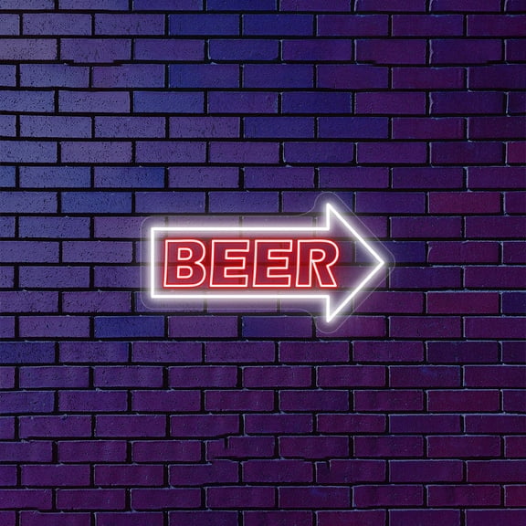 Beer Arrow Neon Sign - Multicolor (Orange, 45"(W)x25"(H))
