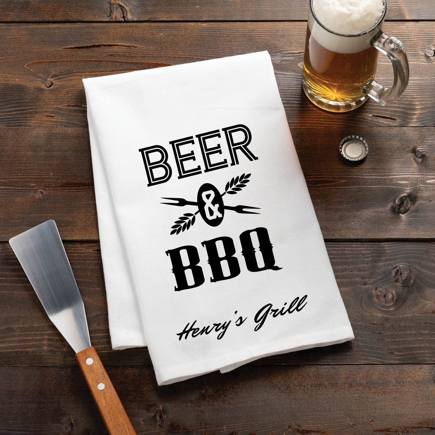 Beer & BBQ Personalized Kitchen Towel