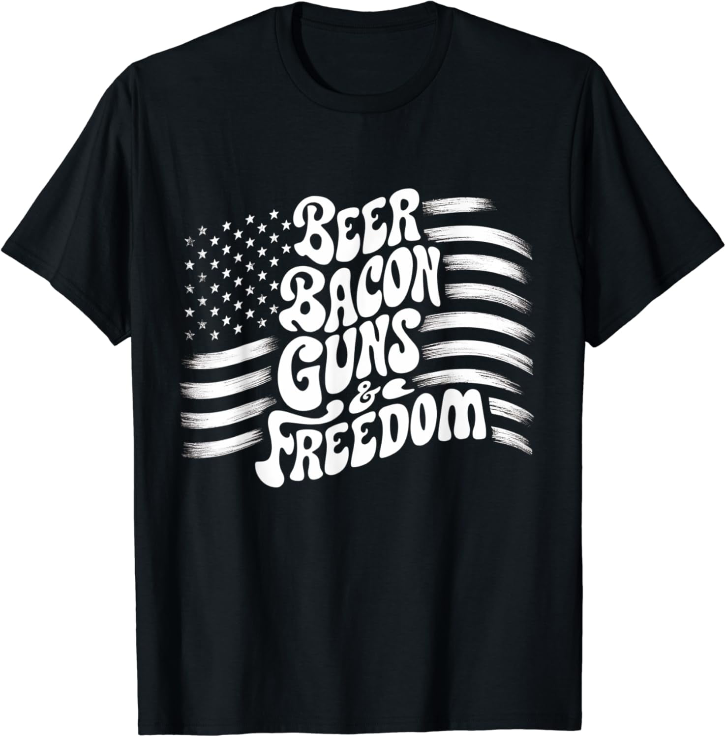 Beer Bacon and Freedom USA Flag BBQ Drinking T-Shirt