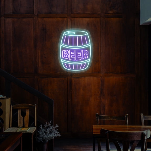 Beer Barrel Neon Sign - Multicolor (Red, 32"(W)X40"(H))