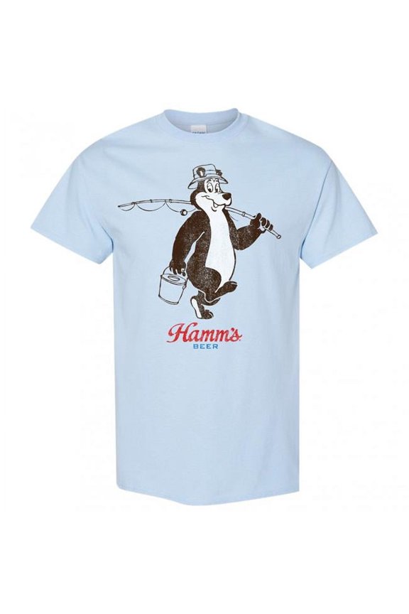 Beer Bear Gone Fishin T-Shirt, Blue - Large