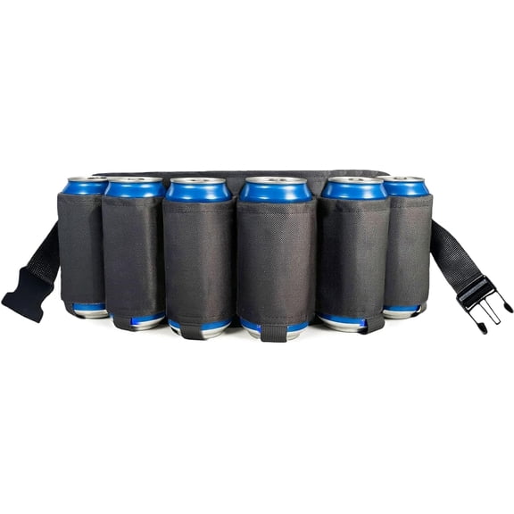 Beer Belt, Beer Soda Belt Holster, Adjustable 6 Pack Beer Fanny Pack, Bottle Holders Drink Can Holder Waist Pack Bag, Perfect for Party, Picnics, Camping, Barbeque, Outdoor Hiking