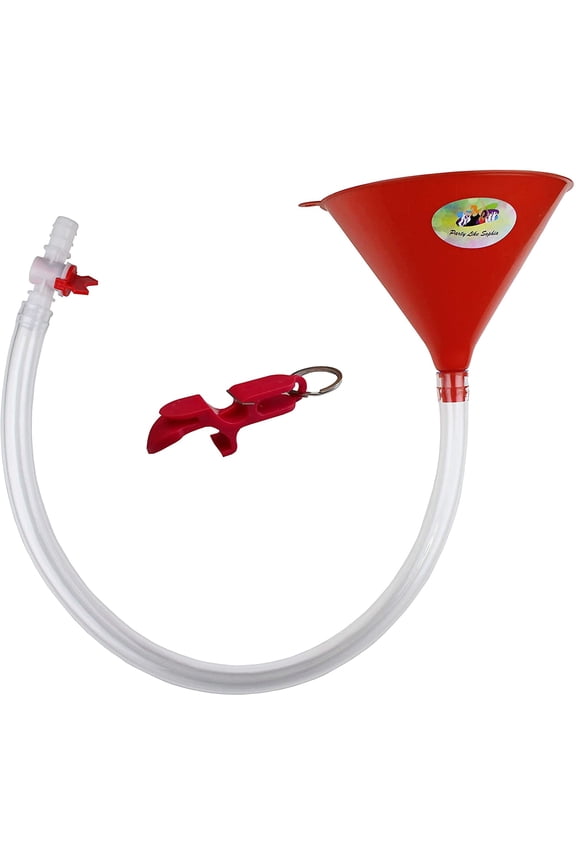 Beer Bong Funnel with Valve - Extra Long 2.5 feet (30 inch) Kink Free Tube - Shotgun Keychain Tool Bottle Opener - Premium Funnel for Beer Drinking Games, College Parties, Spring Break