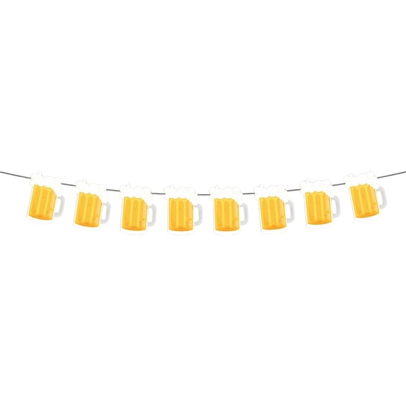 Boot & Mug Paper Banner, Oktoberfest Party Paper Garland, Themed Hanging Wall Decor For Bar, Festival, Backyard The Gathering, Yellow, 1PC