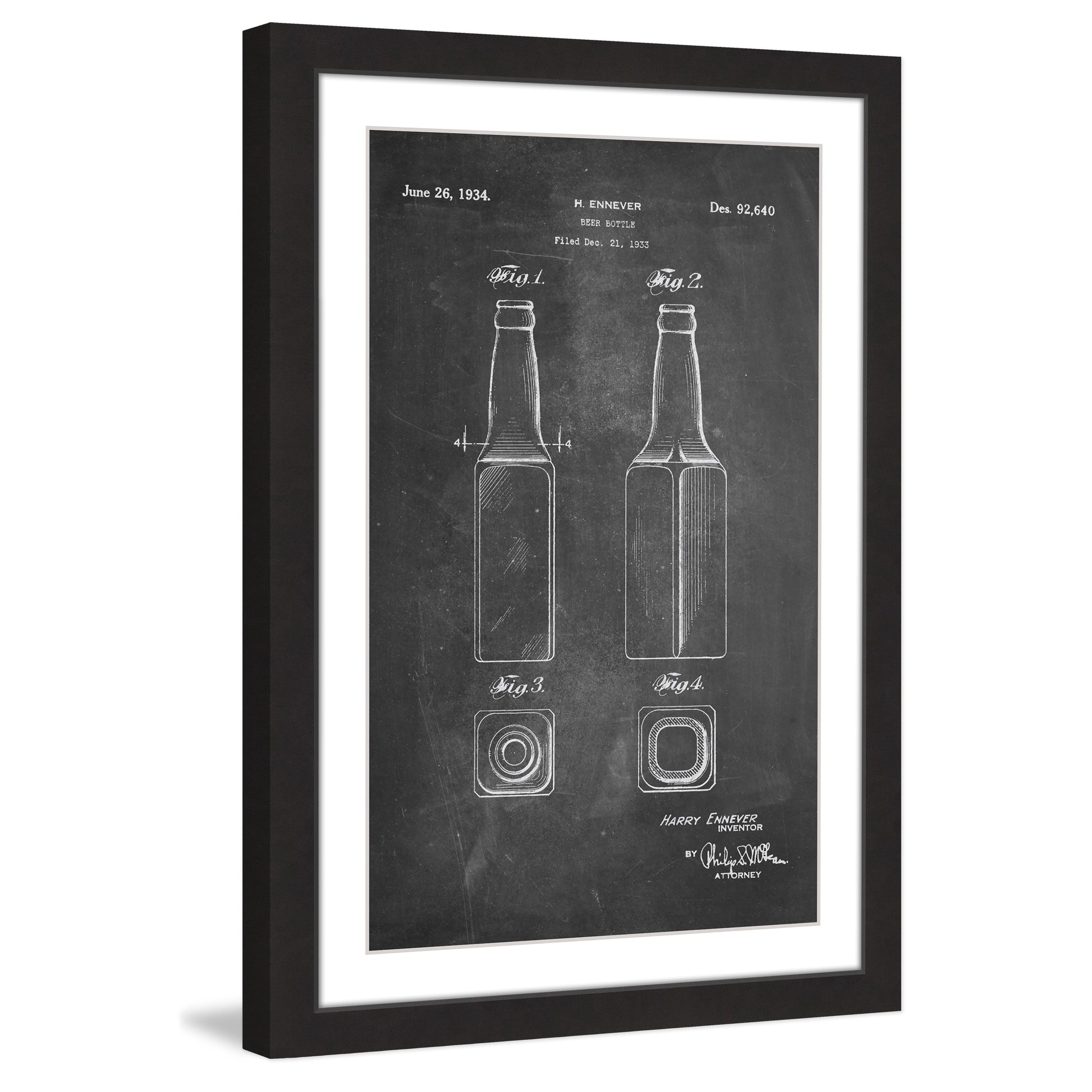 "Beer Bottle 1933 Chalk" Framed Painting Print