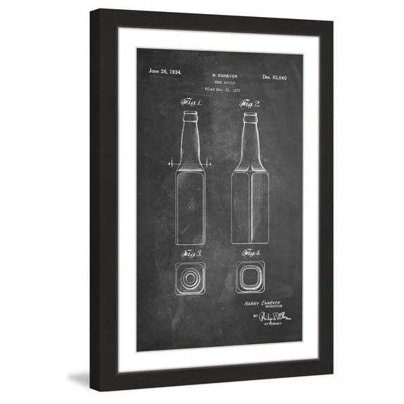 "Beer Bottle 1933 Chalk" Framed Painting Print