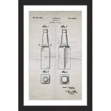 "Beer Bottle 1933 Old Paper" Framed Painting Print