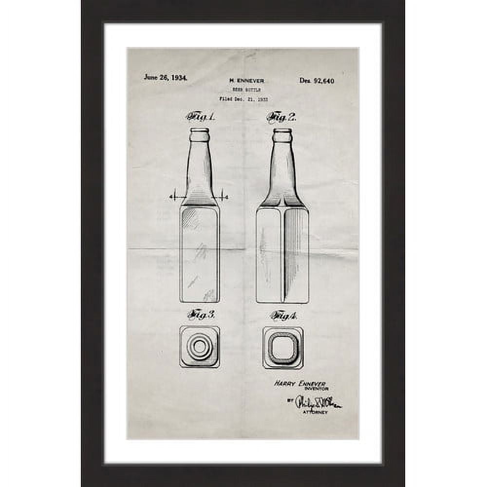 "Beer Bottle 1933 Old Paper" Framed Painting Print