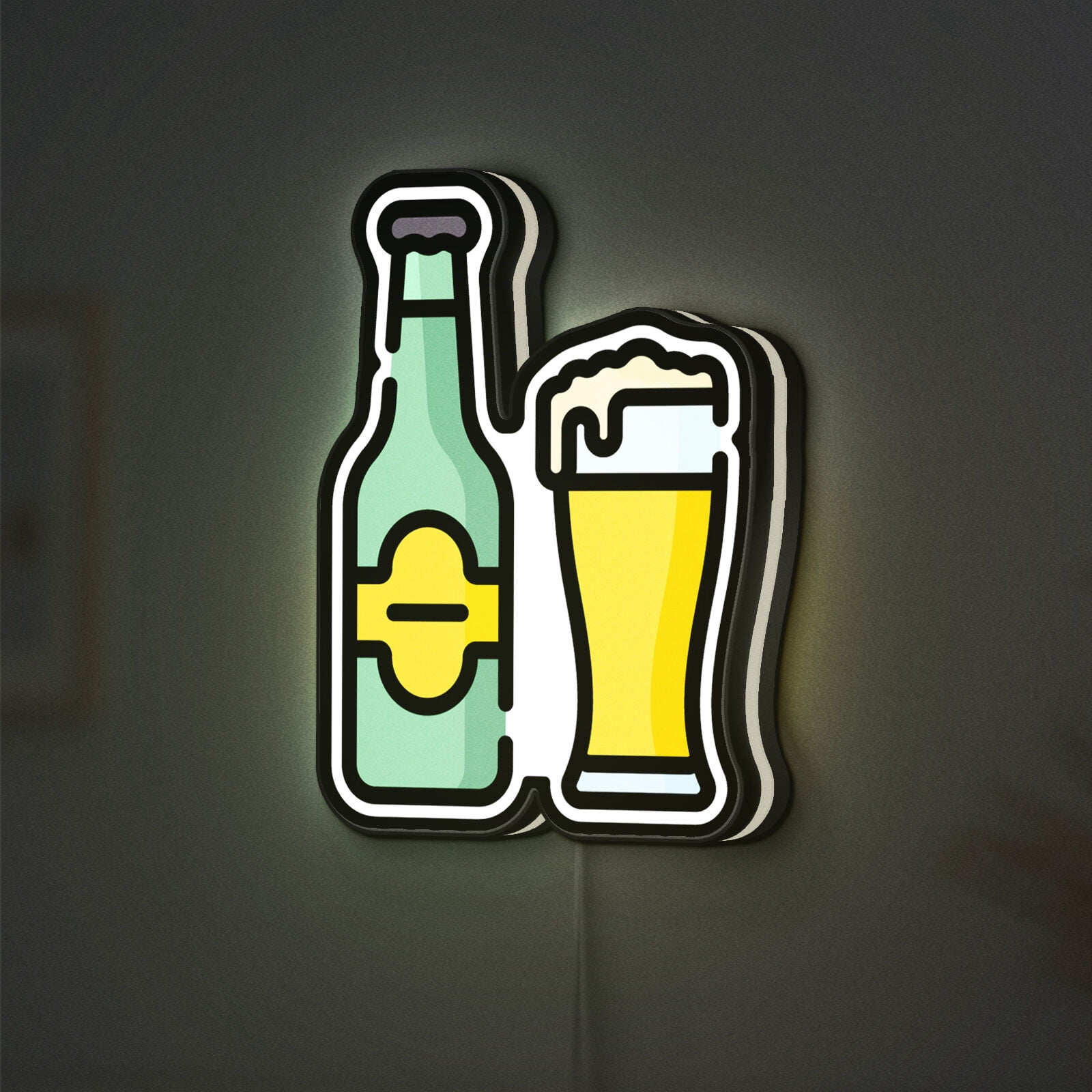 Beer Bottle 3D Novelty Light Box, Alcohol Beverage Lamp Decor for Bar Fans, Pub Themed Drink Light for Food and Restaurant Spaces (Width 24 inch, 60cm)