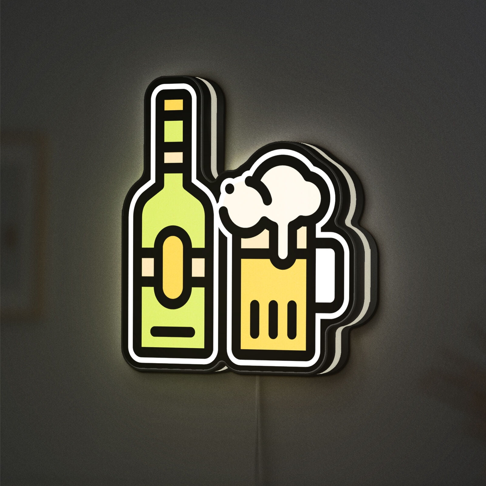 Beer Bottle 3D Novelty Light Box, Beverage Lamp Decor for Bar and Beer Lovers, Rustic Alcohol, Ideal for Drink Lovers (Width 20 inch, 50cm)
