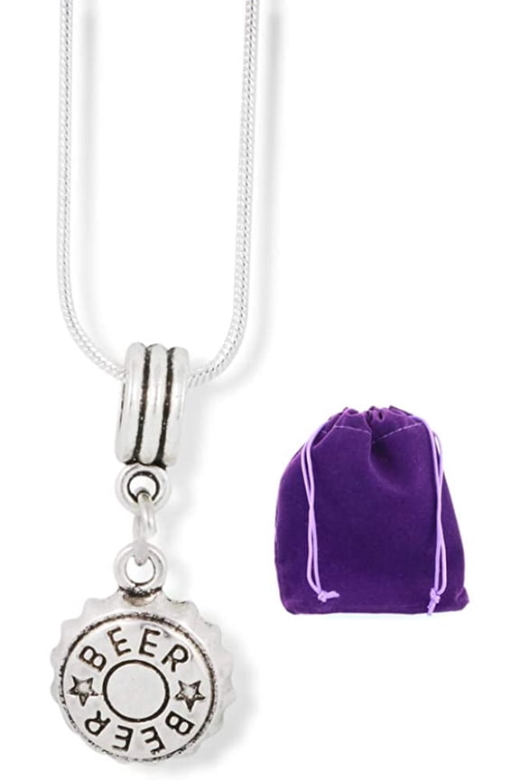Beer Bottle Cap Necklace | Charm Snake Chain Pendant
