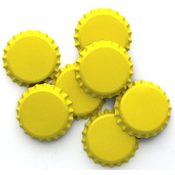 Beer Bottle Crown Caps - (Yellow)