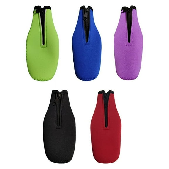Beer Bottle Insulator Sleeve Keep Drink Cold,Zip-Up Bottle Jackets,Beer Bottle Cooler Sleeves,Neoprene Cover,5pcs