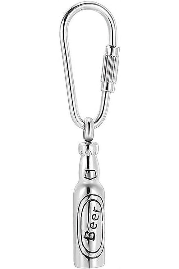 Beer Bottle Keepsake Jewelry for Ashes Cremation Key Chain for Ashes Bar Urn Keychain Memorial Ash Keyring