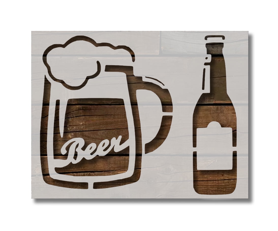 Beer Bottle Mug Glass Stencil Template Reusable 8.5 x 11 for Painting on Walls, Wood, Etc. By Stencilville - Walmart.com beer-bottle-mug-glass-stencil-template-reusable-8-5-x-11-for-painting-on-walls-wood-etc-by-stencilville-walmart-com