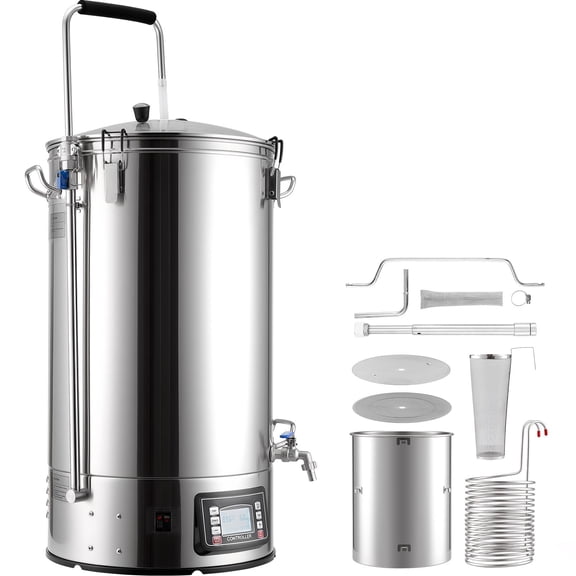 Beer Brewing Equipment, 16 Gal/60L Beer Maker with Anti-Burn Pump and Wort Chiller,3000W All-in-One