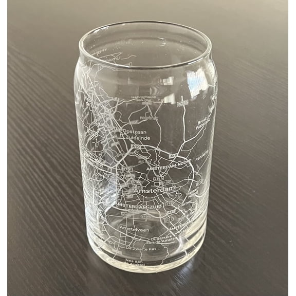 Beer Can Glass 16 oz Urban City Map Amsterdam Netherlands