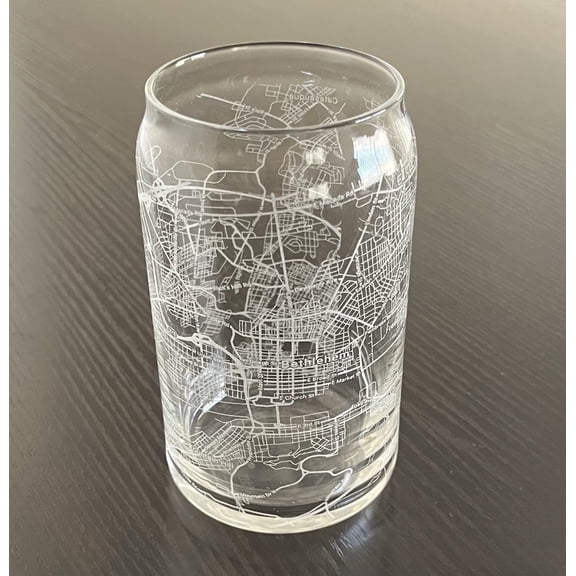 Beer Can Glass 16 oz Urban City Map Bethlehem Pennsylvania
