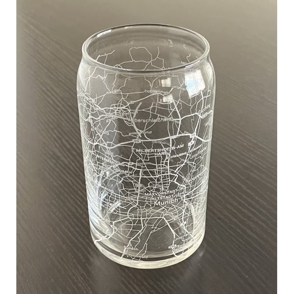 Beer Can Glass 16 oz Urban City Map Munich Germany
