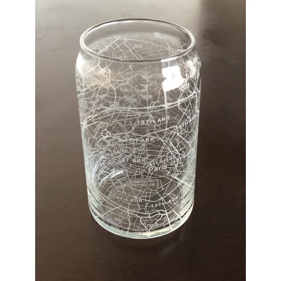 Beer Can Glass 16 oz Urban City Map Paris France