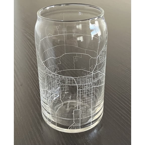 Beer Can Glass 16 oz Urban City Map Traverse City Michigan