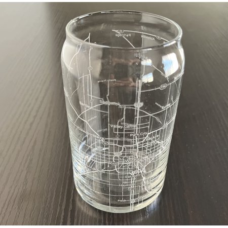 Beer Can Glass 16 oz Urban City Map Wichita Kansas