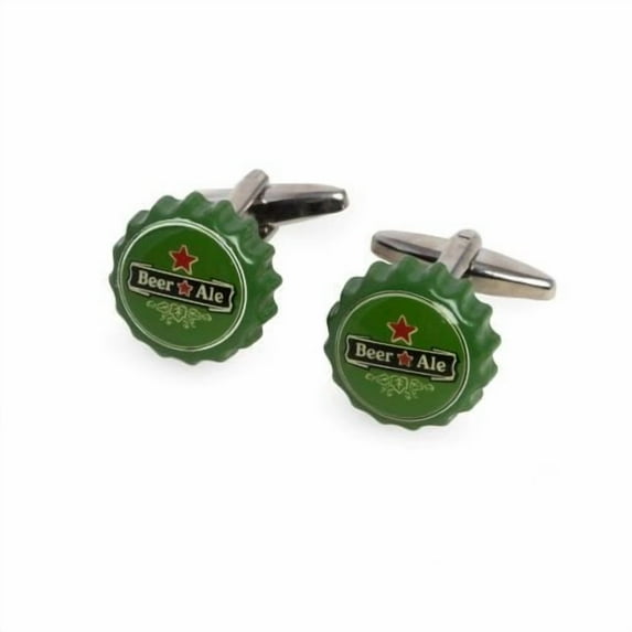 Beer Cap Rhodium-Plated Cufflinks