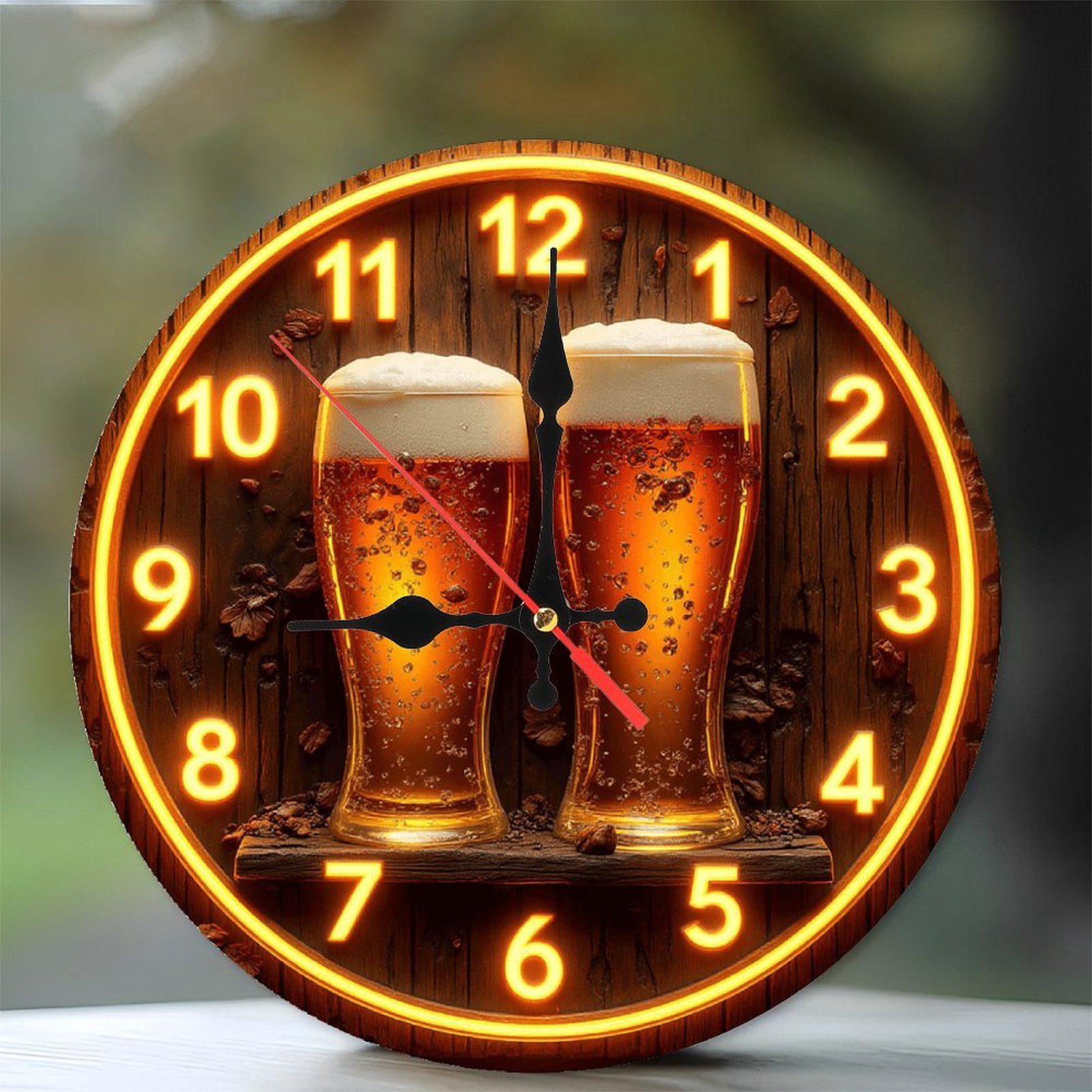 Beer Clock Wall Art for Home Bar Decoration 10-Inch Silent Wooden Wall ...